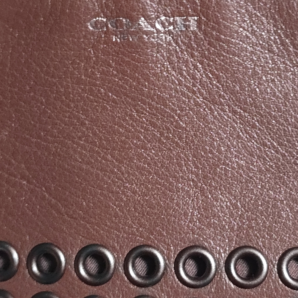 Coach Brown Leather Wristlet with Grommet Accents | Modern Classic Chic Style - Picture 10 of 13